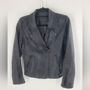 BLANKNYC Womens Black Faux Leather Moto Jacket Zipper Size M